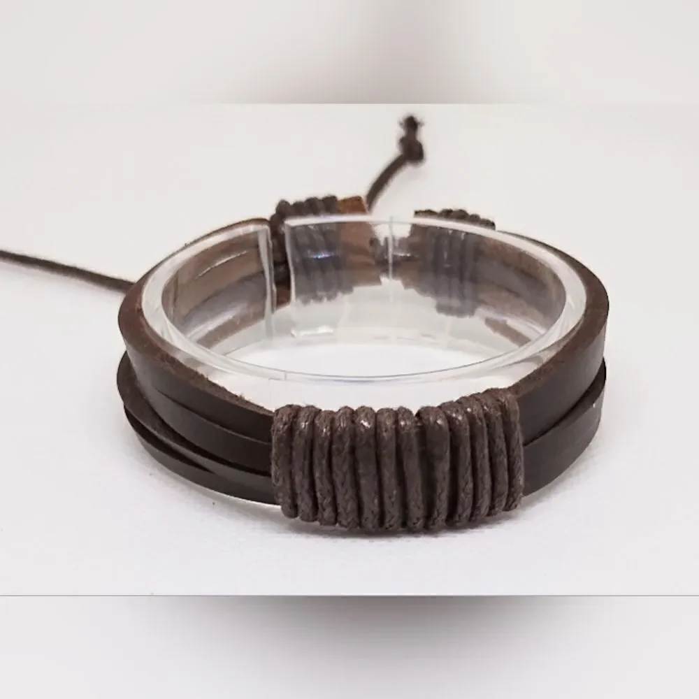 Men's‎ leather bracelet layered brown new e12